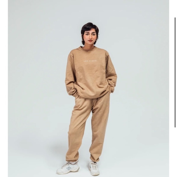 Less is More sweats SET XL sweatshirt sweatpants LessisMore tan lounge monotonal - Picture 1 of 16